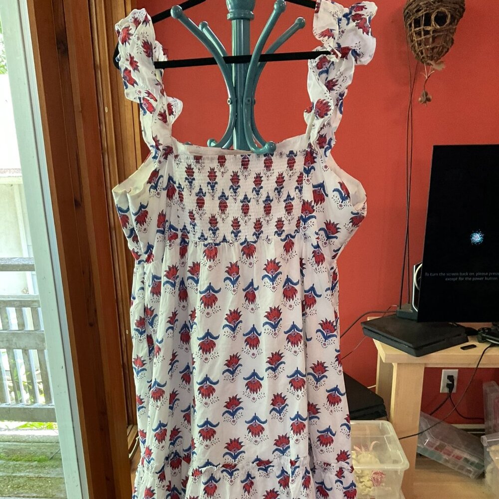 J Crew Ruffle Sleeve Midi Dress Size 20 with Pockets